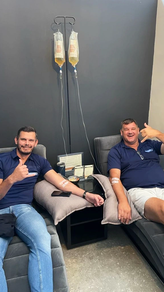 Visitors seated for IV appointments